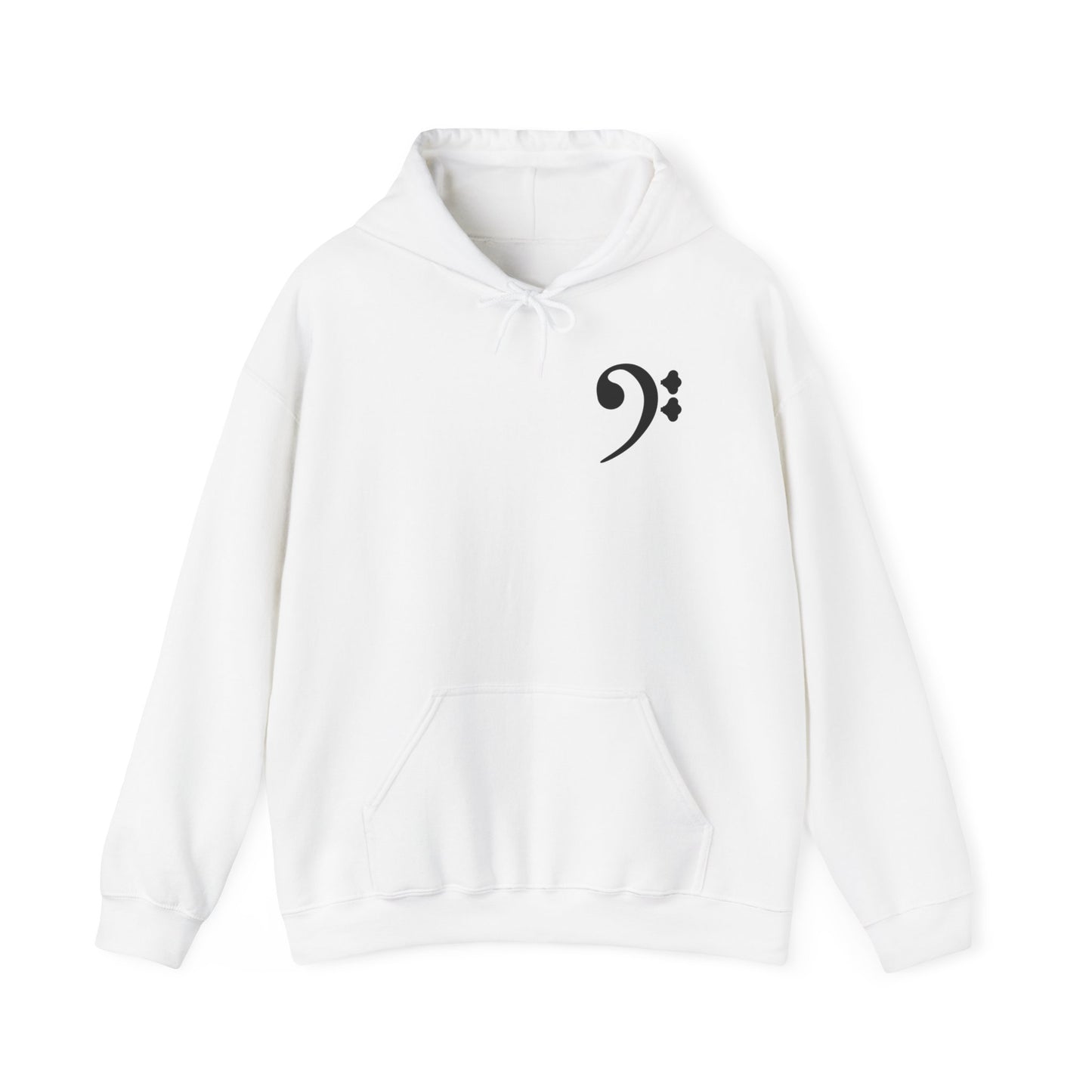 Bass essentials hoodie in white (unisex) by Xavier Foley