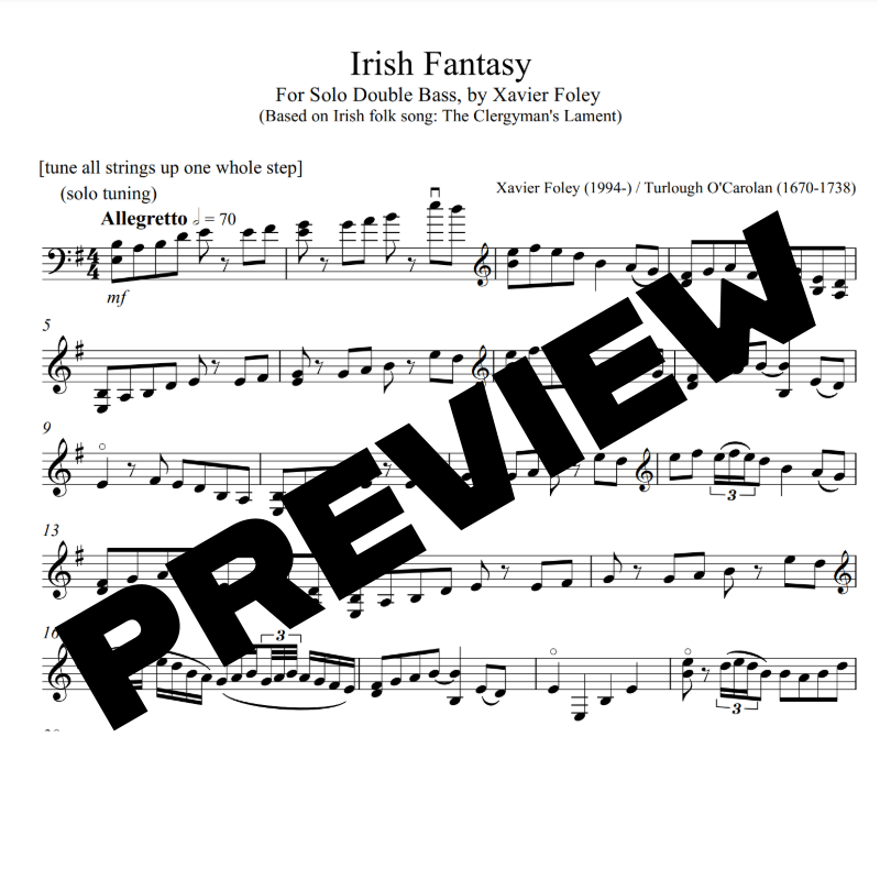 Irish Fantasy for SOLO 低音提琴乐谱