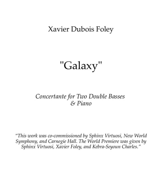 "Galaxy" Concertante for 2 double basses and string orchestra [PIANO REDUCTION]