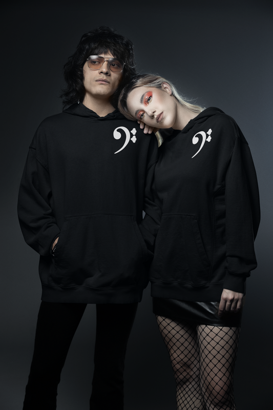 Bass essentials hoodie in black (unisex) by Xavier Foley