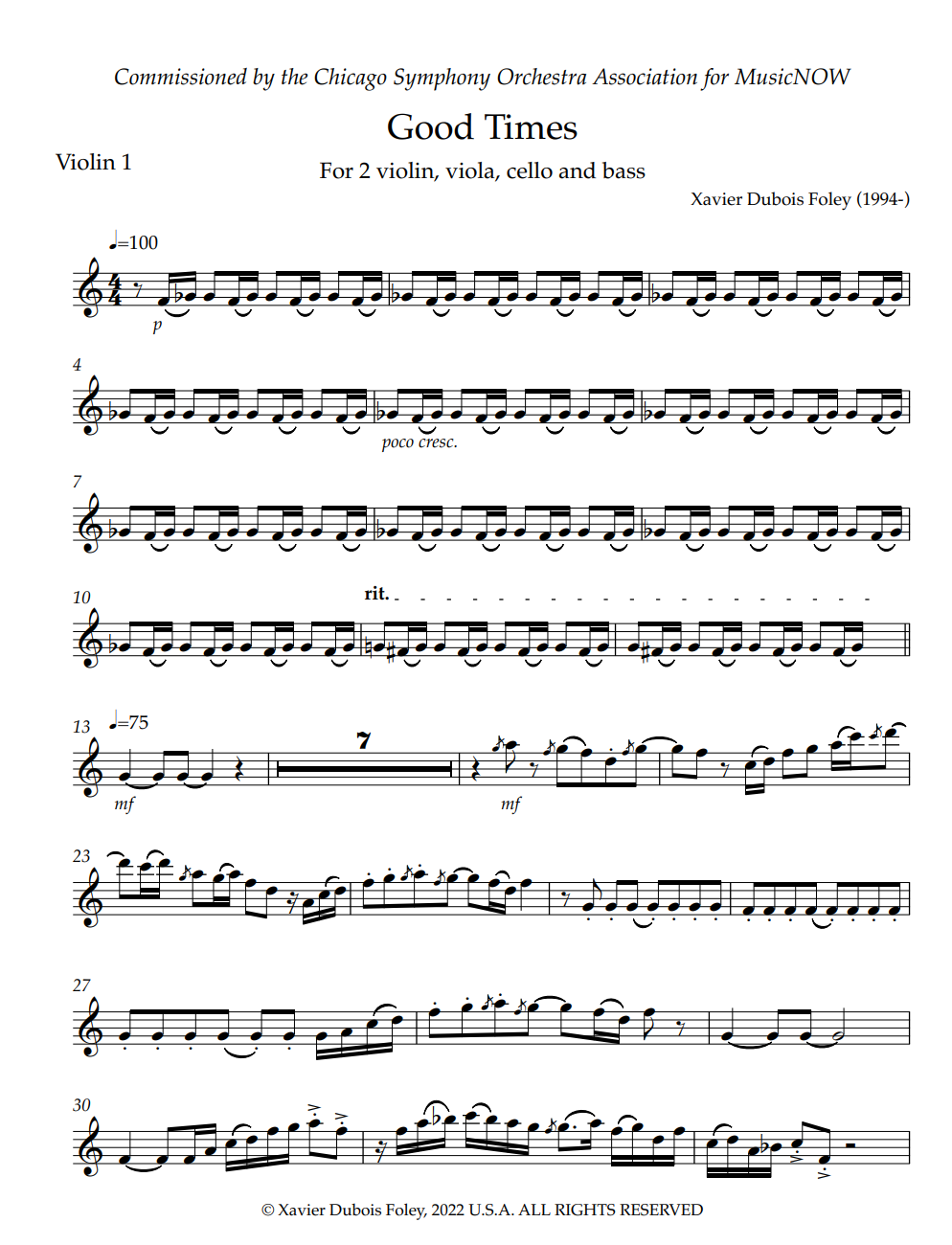"Good Times" Quintet by Xavier Foley