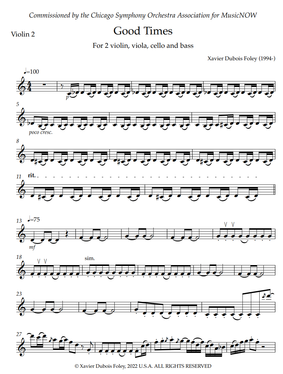 "Good Times" Quintet by Xavier Foley