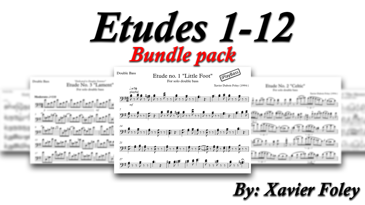 Bundle Pack Etudes 1-12 for solo double bass