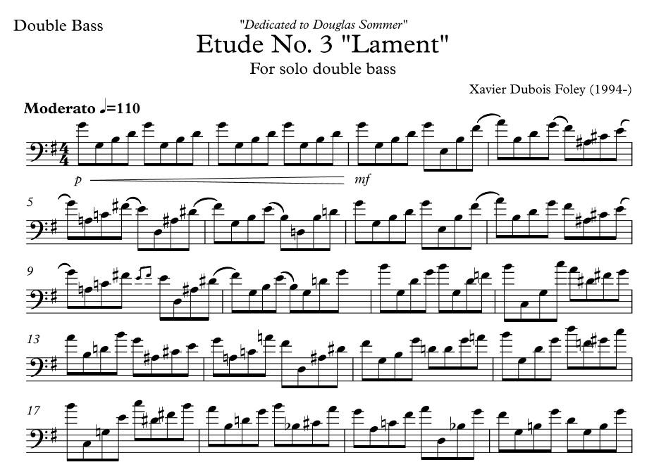 Etude No. 3 "Lament" para contrabaixo solo