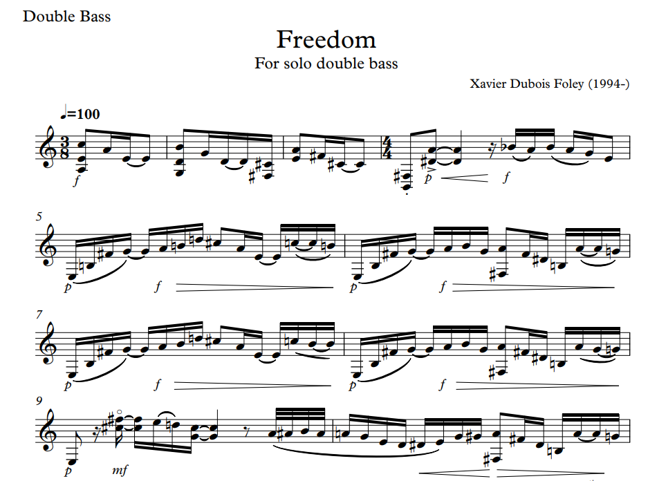 Freedom de Xavier Foley para contrabaixo solo
