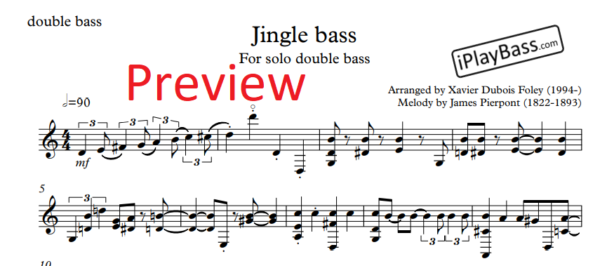 Jingle Bells arr. by Xavier Foley for Solo Bass