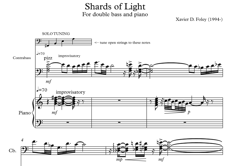 Shards of Light for double bass and piano.
