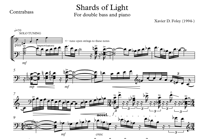 Shards of Light for double bass and piano.