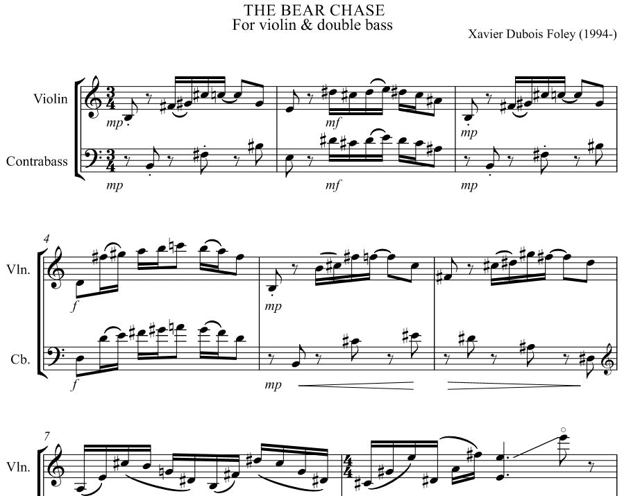 The Bear Chase duo for Violin and Bass