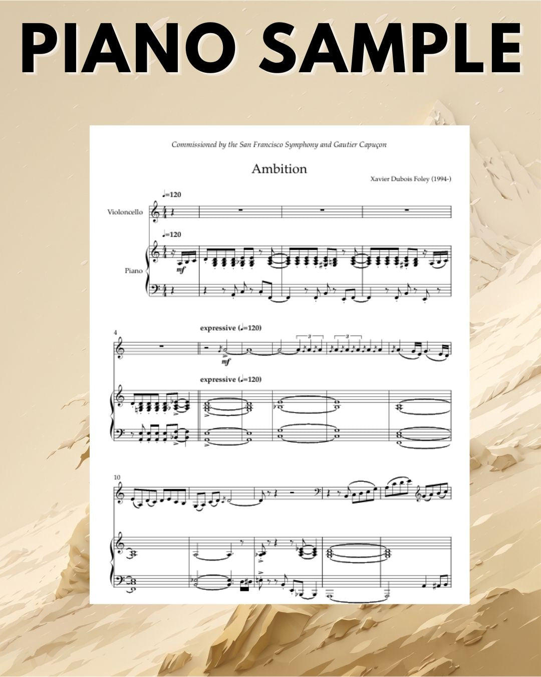 "Ambition" for Cello & Piano by Xavier Foley