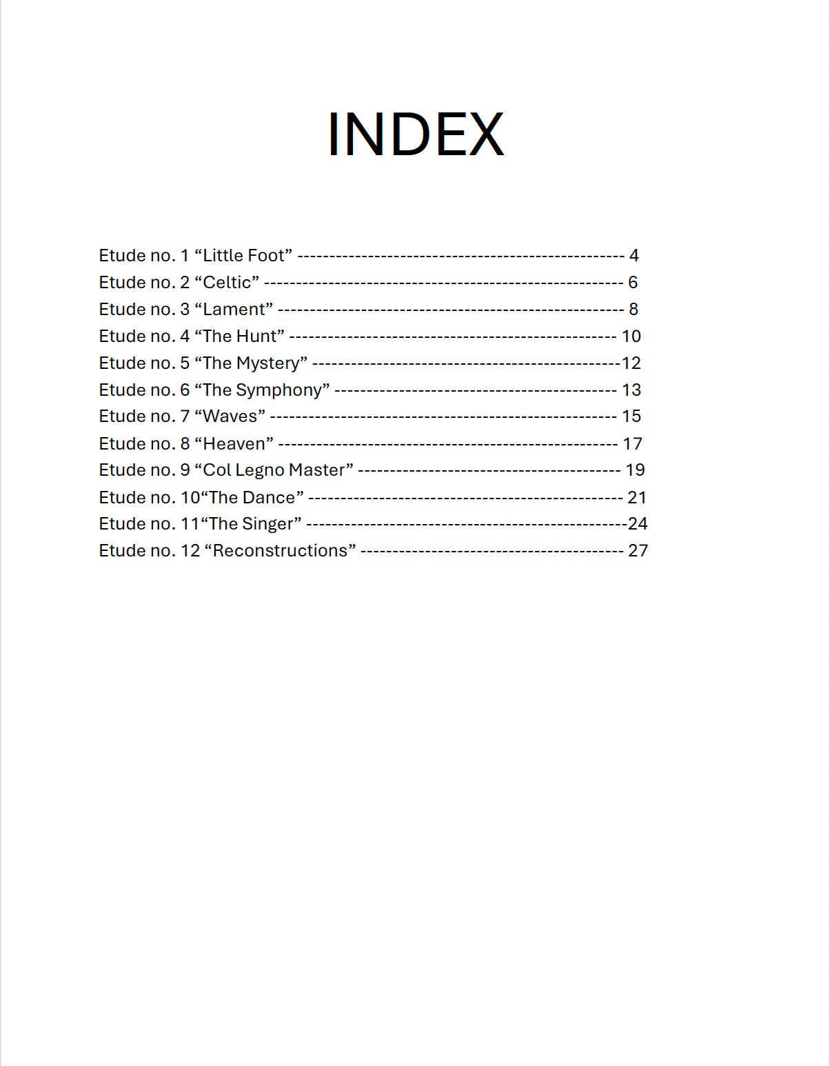 12 Etudes for solo double bass (advanced)
