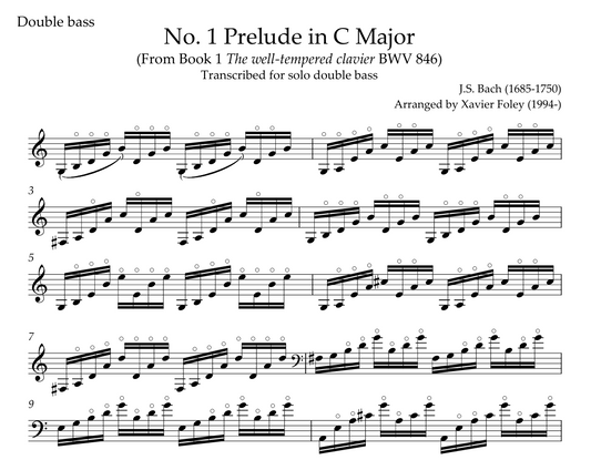 [FREE] Bach Prelude in C major BWV 846 arranged by Xavier Foley