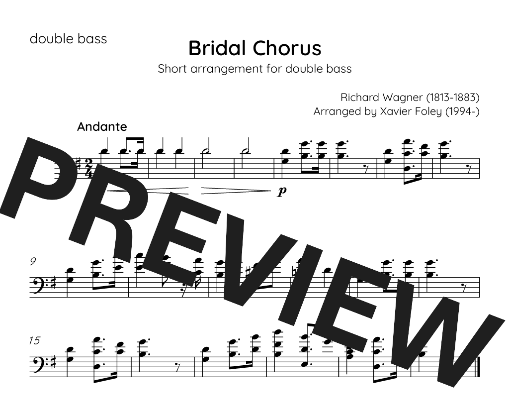 Bridal Chorus (Here comes the bride) Xavier Foley arrangement