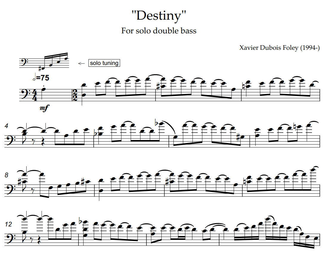 Destiny for solo bass by Xavier Foley