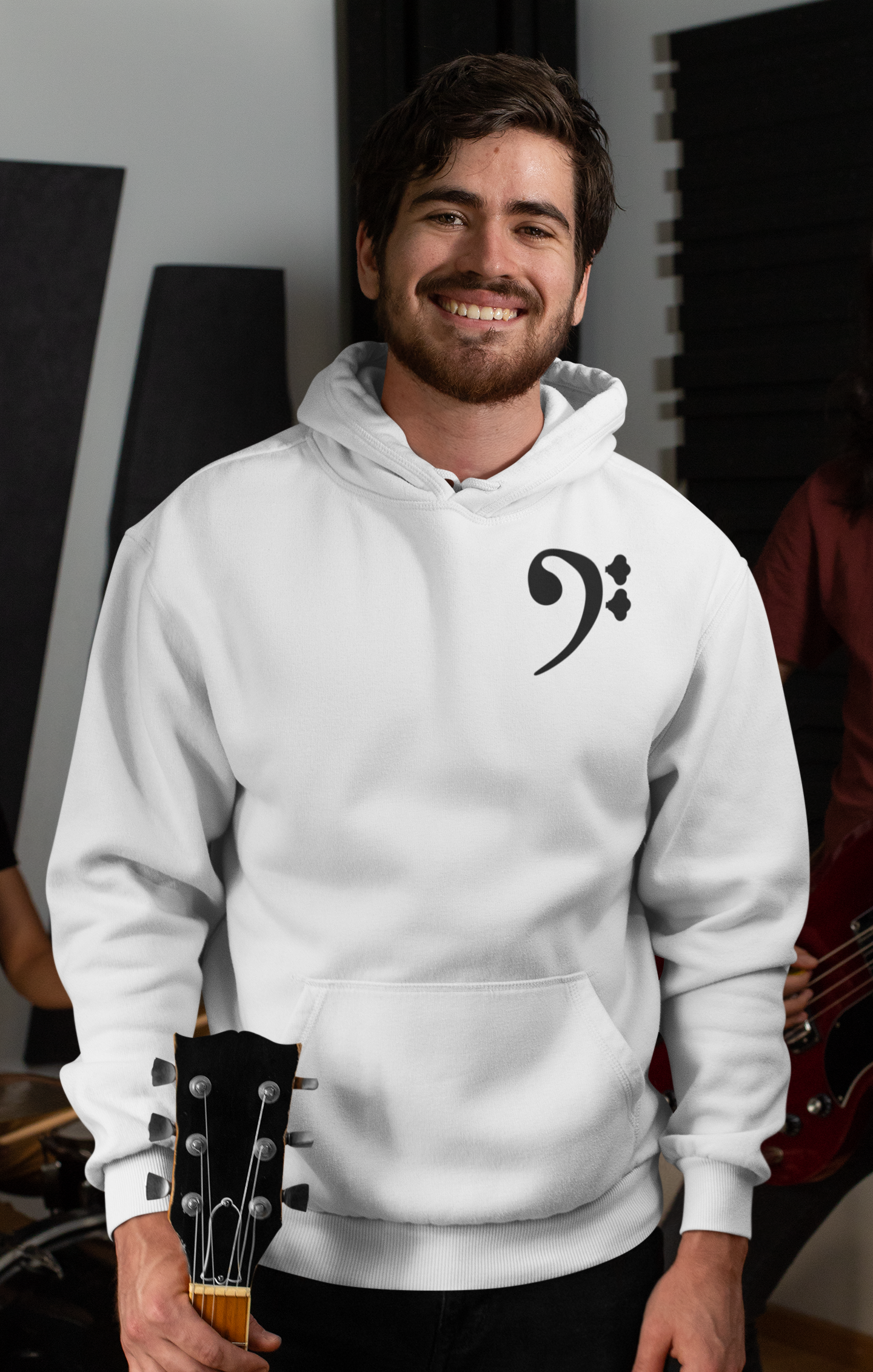 Bass essentials hoodie in white (unisex) by Xavier Foley