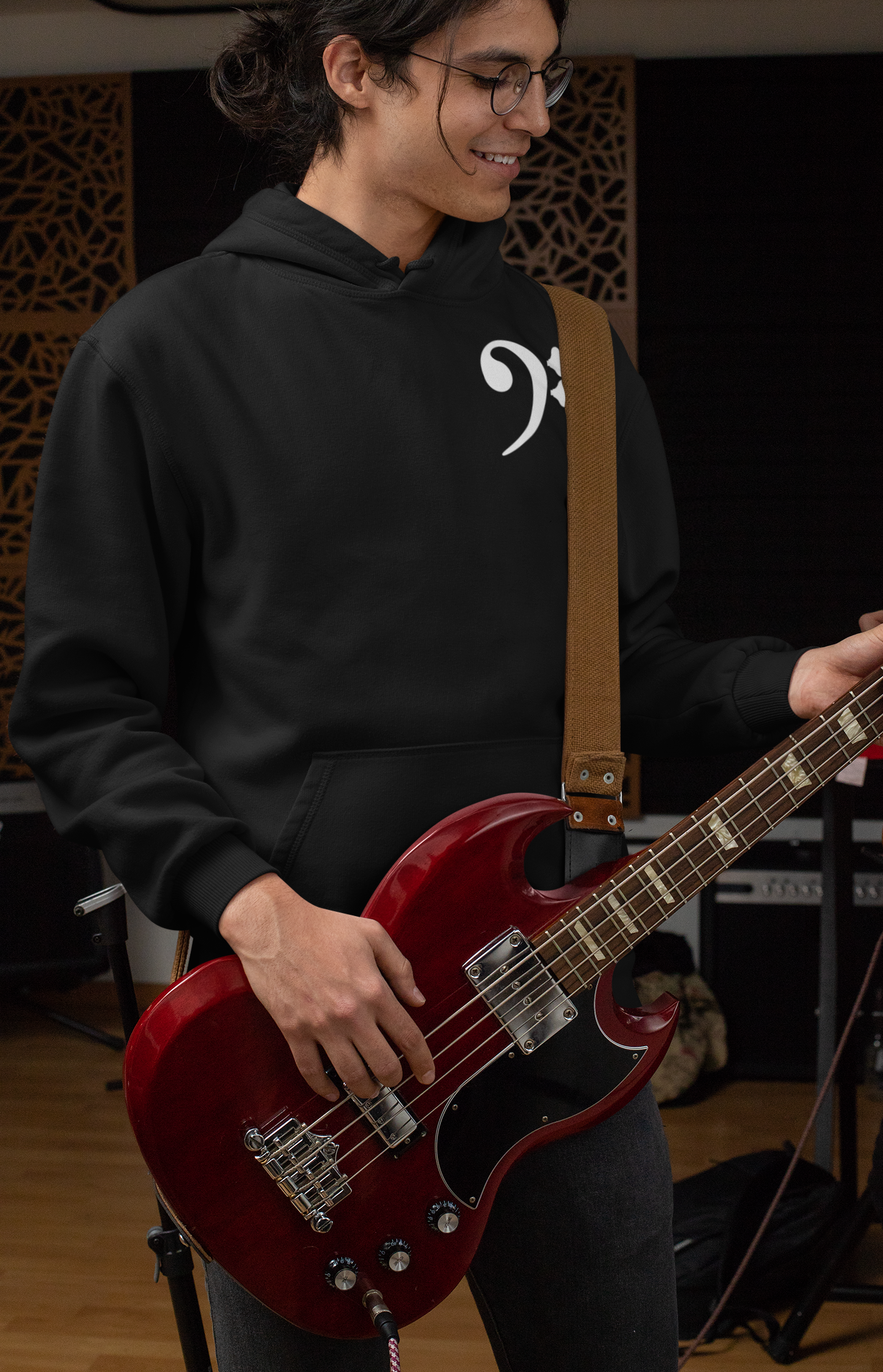 Bass essentials hoodie in black (unisex) by Xavier Foley