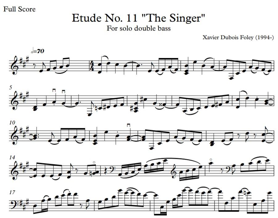 Etude No. 11 "The Singer" para contrabaixo solo