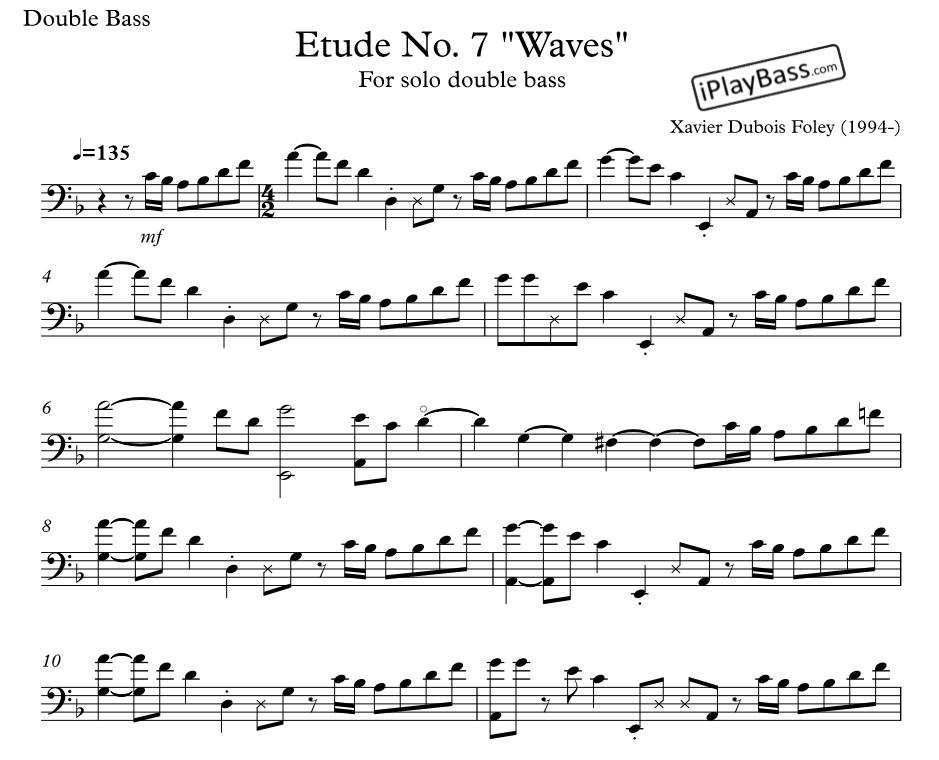 Estudio No. 7 "Waves" para contrabajo solo