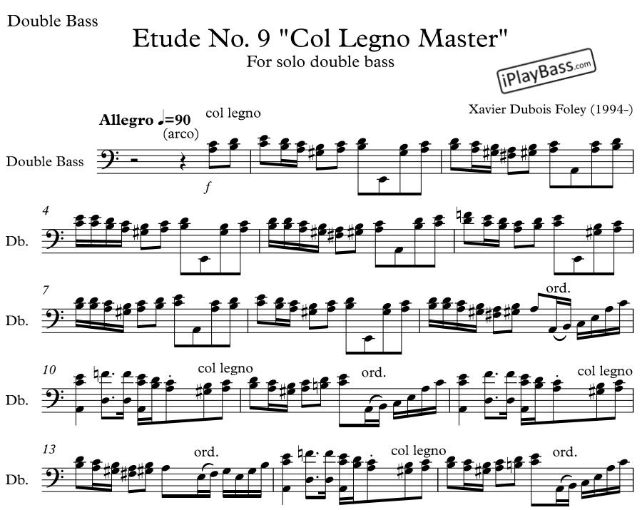 Estudio No. 9 "Col Legno Master" para contrabajo solo
