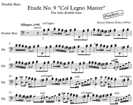 Etude No. 9 "Col Legno Master" para contrabaixo solo