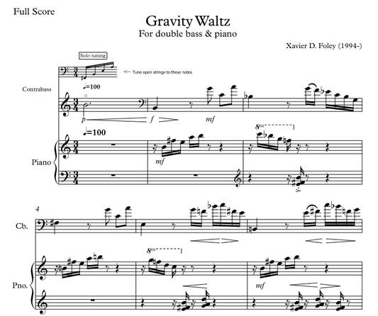 Gravity Waltz pour contrebasse et piano
