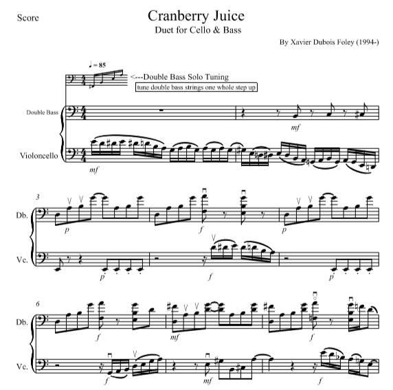 Cranberry Juice for Cello and Bass
