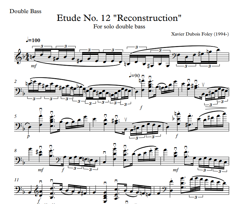 Etude No 12 Reconstruction - Double Bass