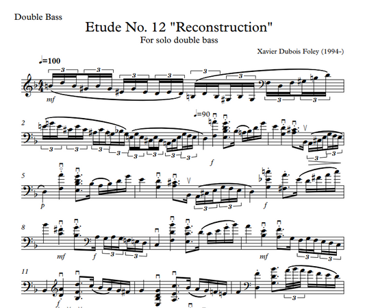 Etude No 12 Reconstruction - Double Bass