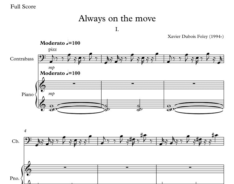 "Always on the move" Sonate für Kontrabass & Klavier (alle 3 Sätze)