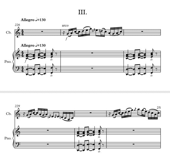 Sonata "Always on the move" para contrabaixo e piano (todos os 3 movimentos)