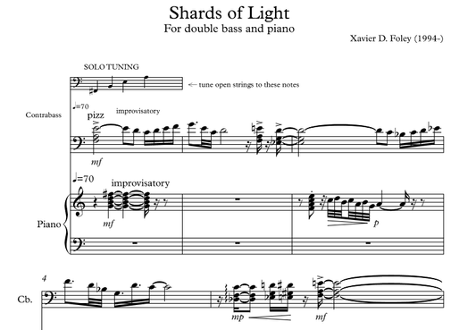 Shards of Light para contrabaixo e piano.