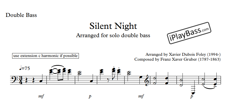 Silent night - solo bass